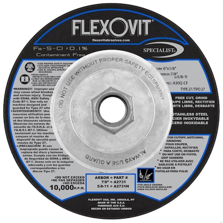 Flexovit DEPRESSED CENTER COMBINATION WHEEL A2731H